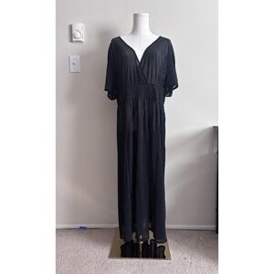 Torrid Whimsigoth Sheer Glitter V Neck Dress Stretchy Black 1 1X